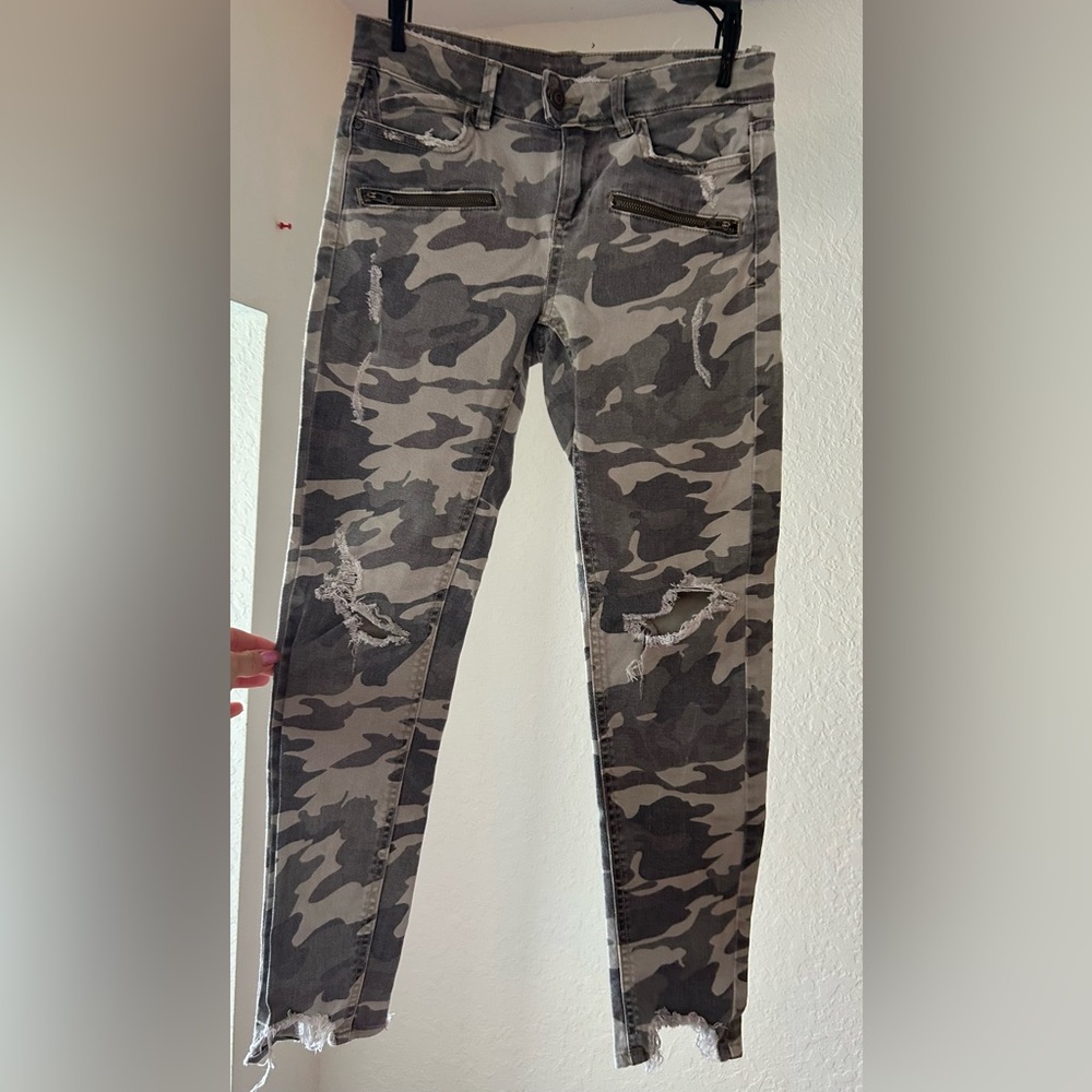 Zara Basic Gray Camouflage Denim - image 1